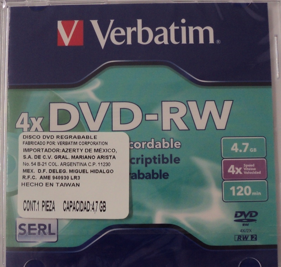 DVD-RW VERBATIM CON ESTUCHE